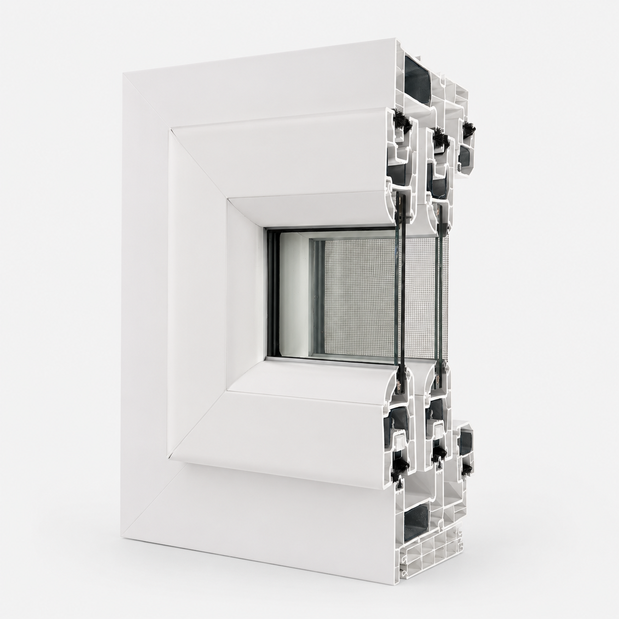 مقطع إطار نافذة uPVC أبيض