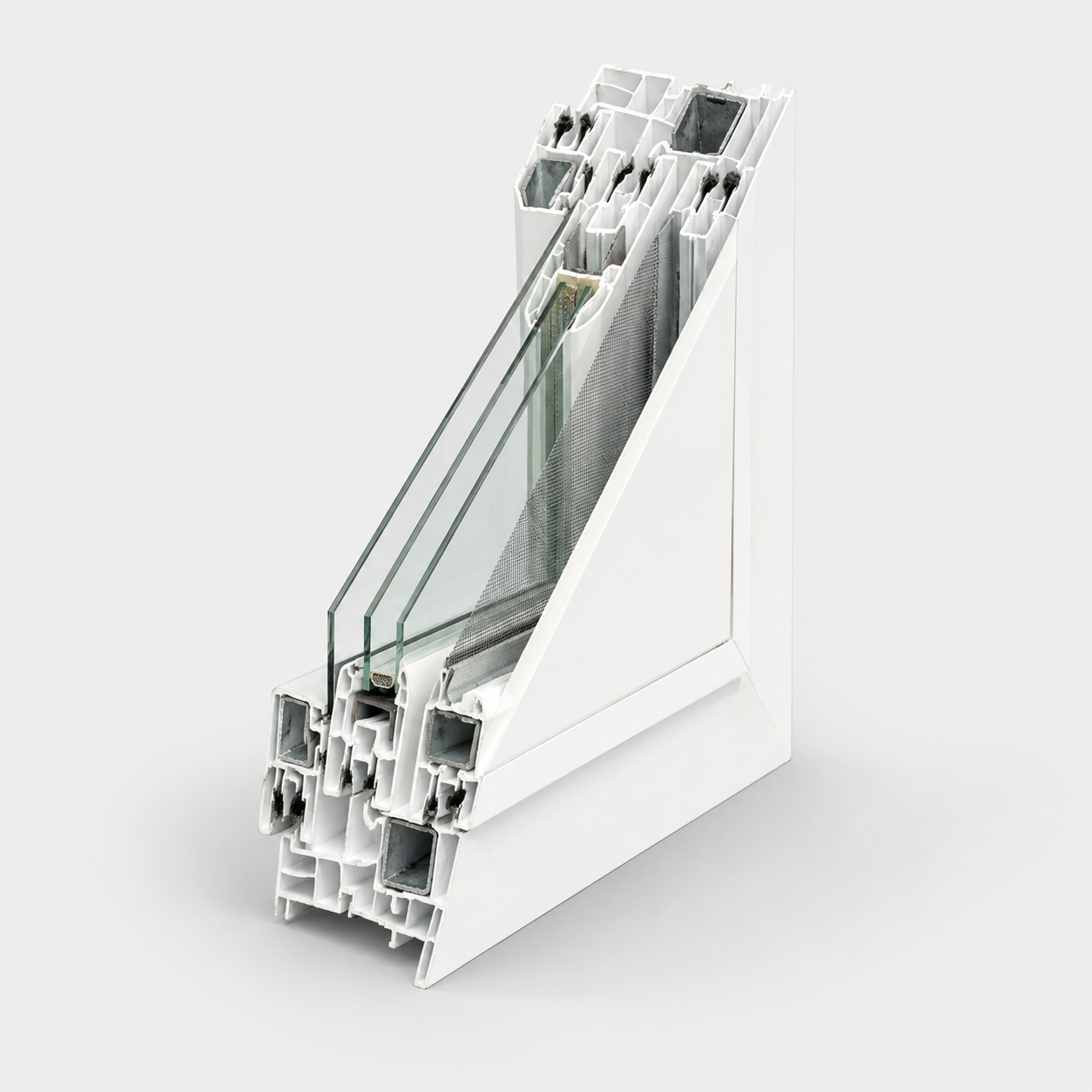 مقطع بروفيل نافذة uPVC أبيض